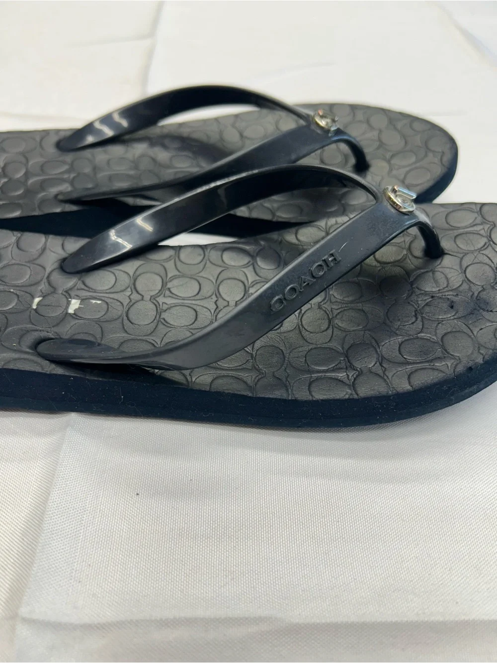 Coach Signature Jelly Flip Flops - Navy Blue  7 / 7.5
